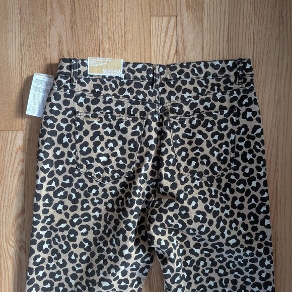 NEW Michael Kors Selma Straight Leg Ankle size 10 Leopard Print High Rise Jeans - Picture 7 of 13